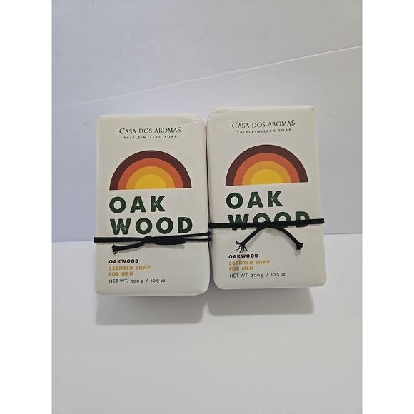 Casa Dos Aromas Oakwood Scented Triple Milled Soap Men 10.5 oz Each Set Of 2 - Picture 1 of 8